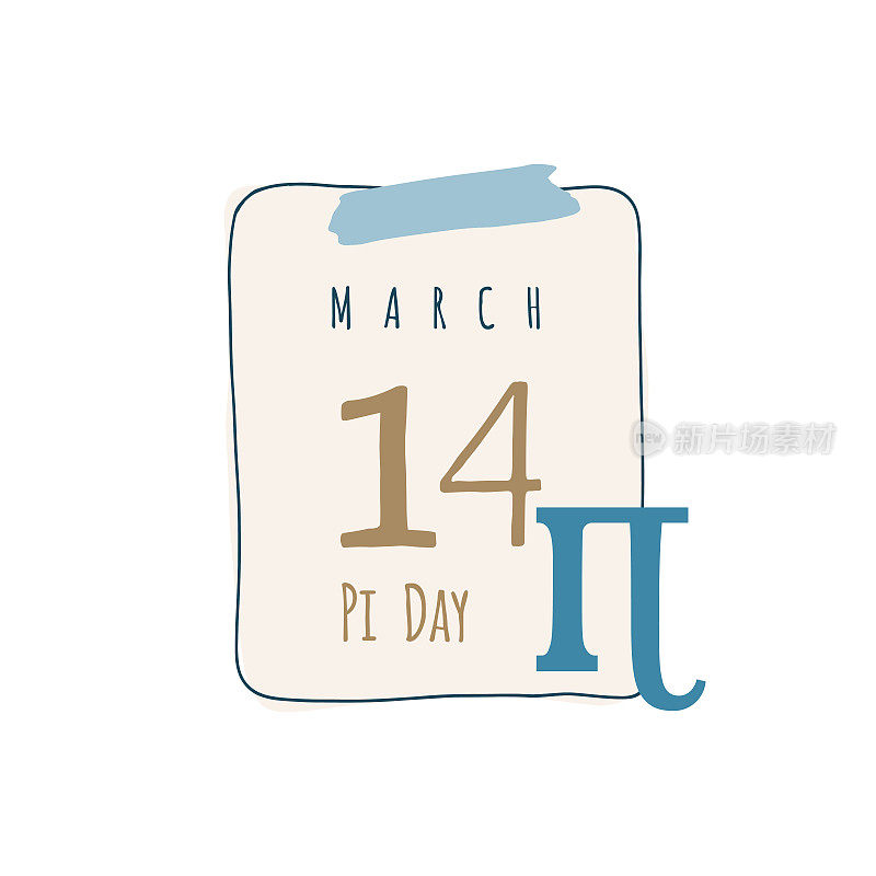 Calendar sheet. With Pi Day. March 14.